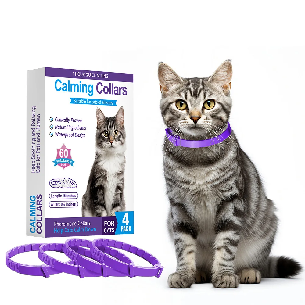 Cat Calming Collars 4 Pcs Long Lasting 60 Days Pheromone Travel Stress Relief Adjustable Safety 1005011843242269
