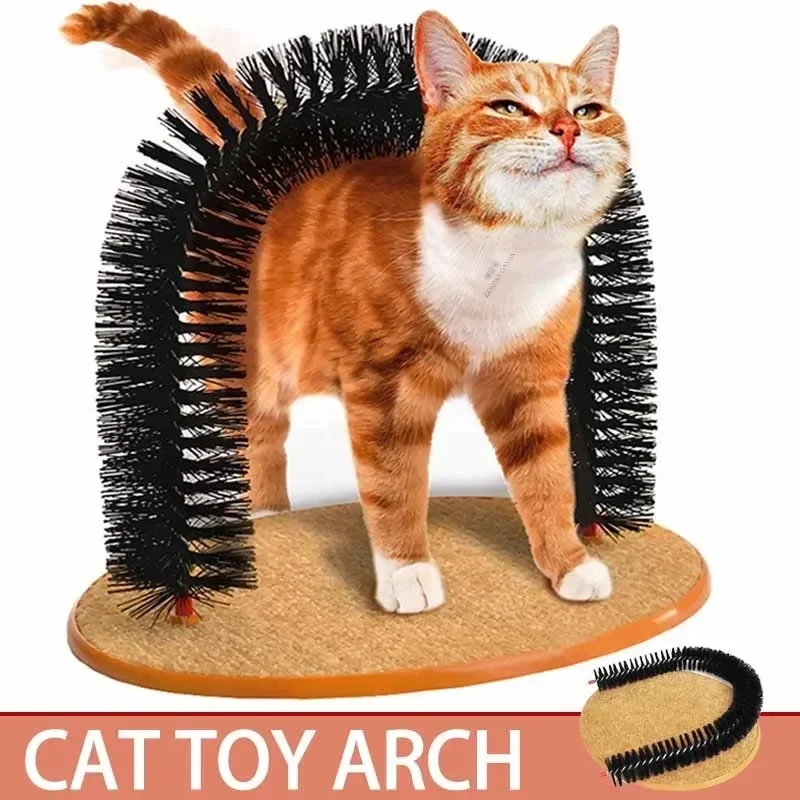Cat Toy Arch Self Groome Pamper Feline with a Massage Grooming Rubbing Brush with Scratching Pad 1005011844696815