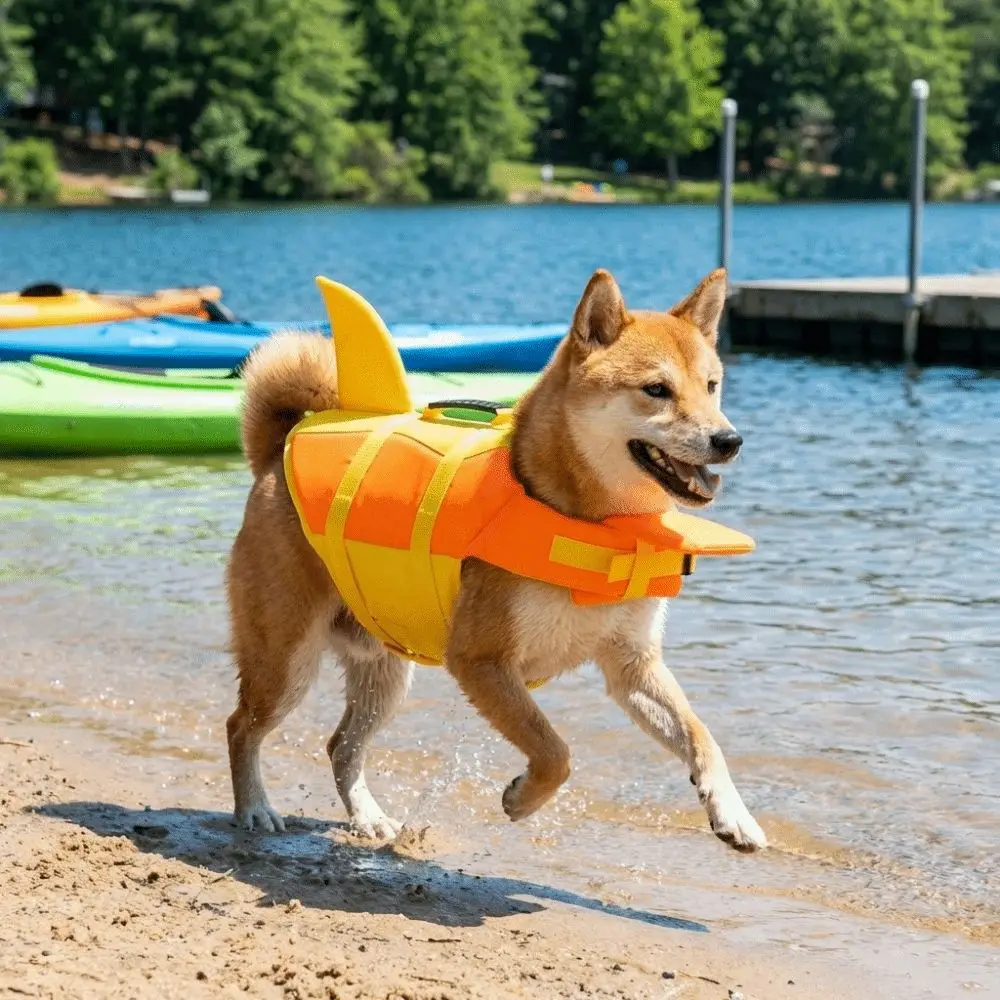 Shark Shape Dog Life Vest Adjustable High Visibility Dog Swimming Suit Tear-Resistant Superior 1005011858810623