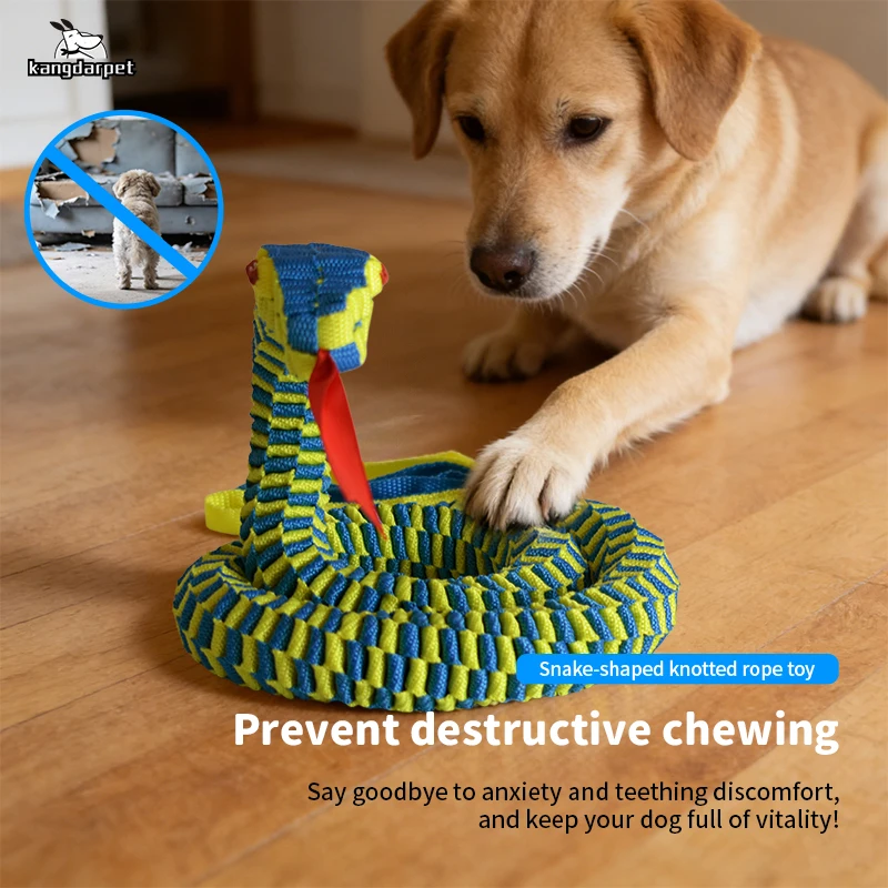 Durable Snake Shaped Dog Rope Toy Interactive Floating Pet Chew Toy for Teething Training Tug 1005011859467708