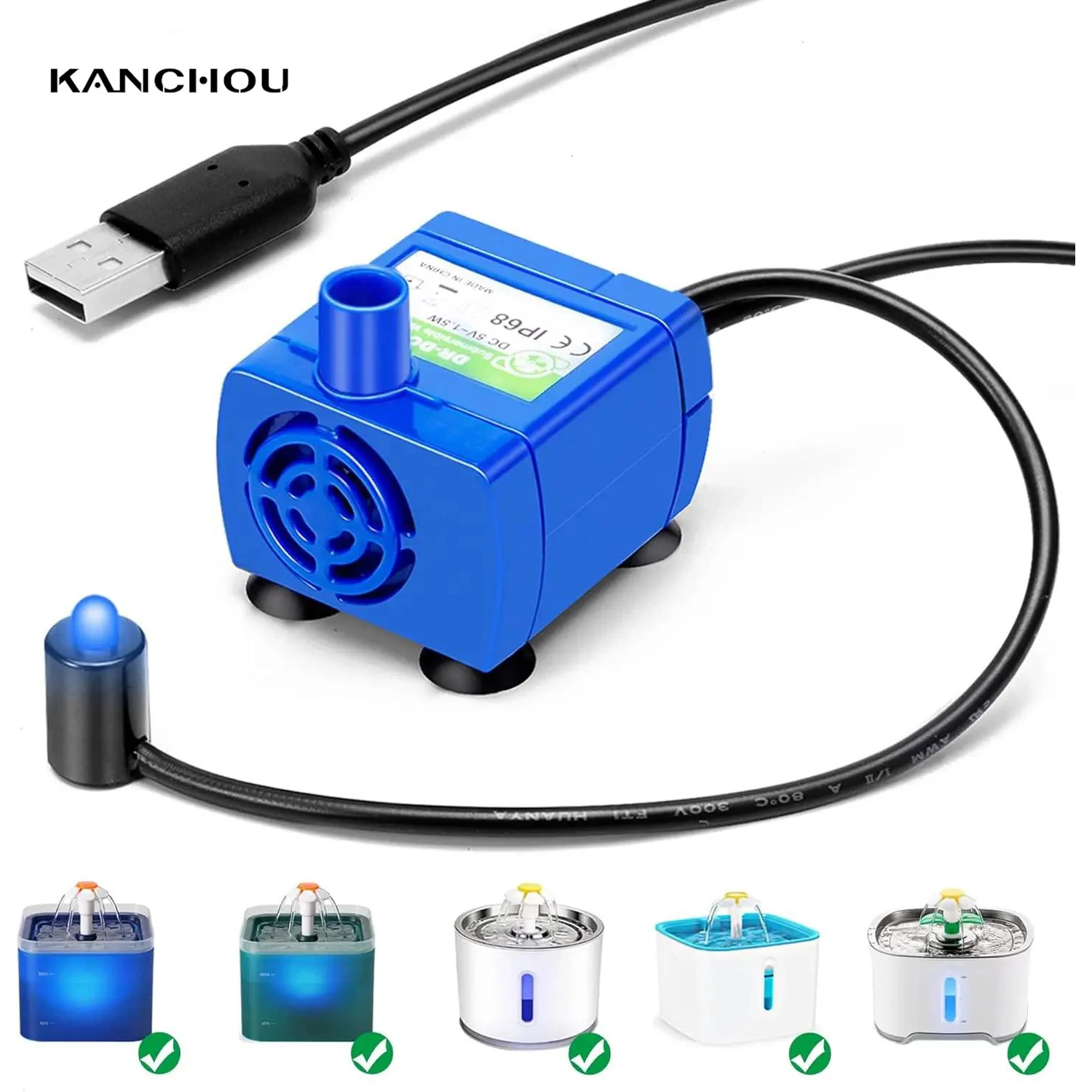 Water Pump Pet Cat Water Fountain Pump with LED Light 1005011860478632