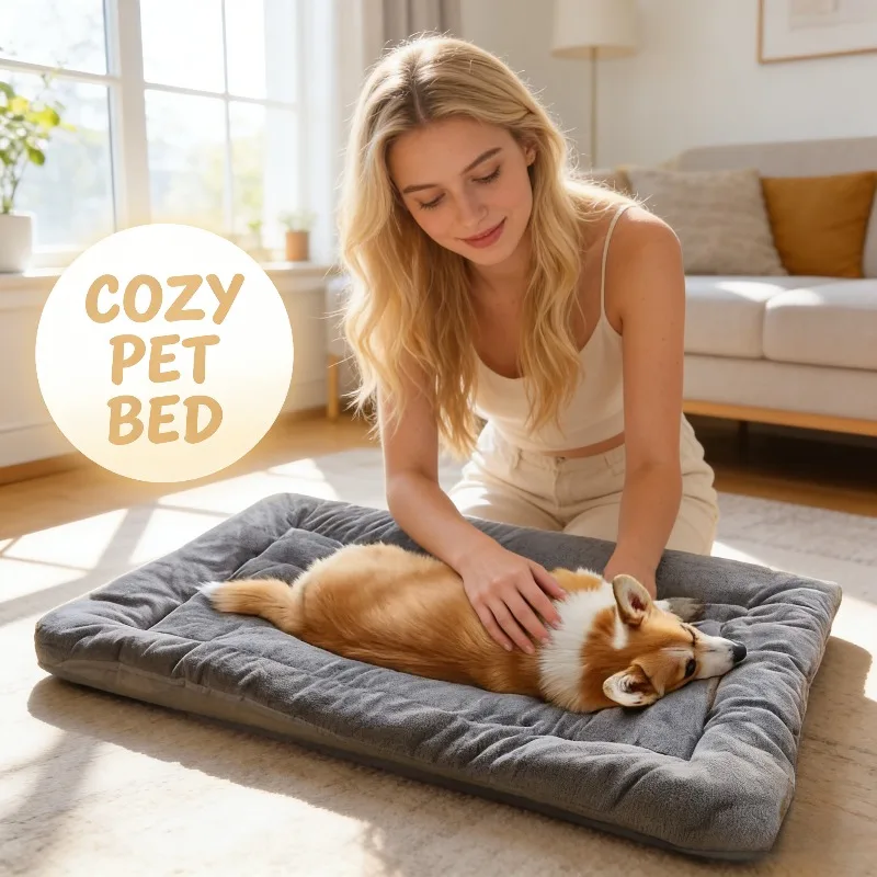 Winter Dog Bed Thick Fleece Soft Comfortable Mat Pad for Large Dogs Crate 1005011863224862