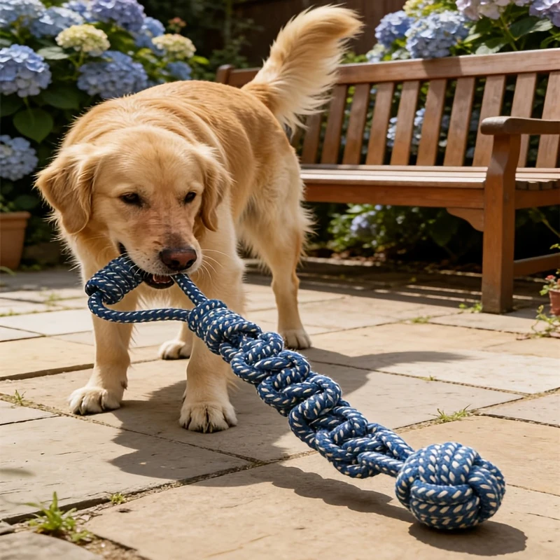 Dog Toy Knot Rope Ball Cotton Rope Dumbbell Puppy Cleaning Teeth Chew Toy Durable Braided Bite (1pc) 1005011866716176