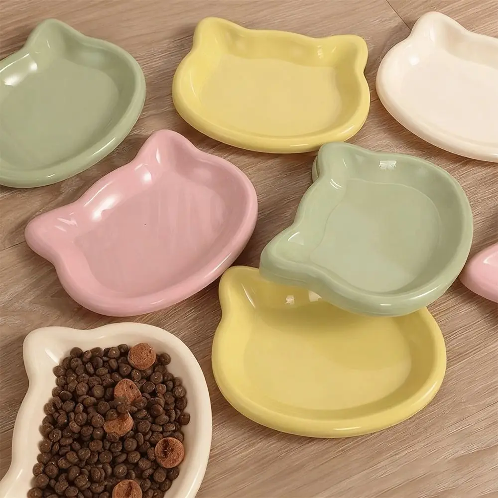 1/4pcs Cute Cat Shape Cat Bowl Plastic Anti-Fall Flip Cat Food Bowl Non-Slip Pet Food Dish Pet 1005011891888108