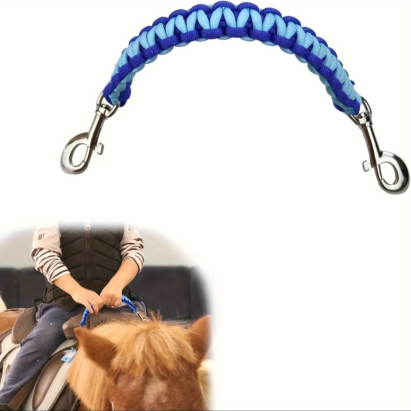 Blue Nylon Saddle Balance Strap Secure Training Handle for Equestrian Riding Fit for All (1 Pack) 1005011895190860
