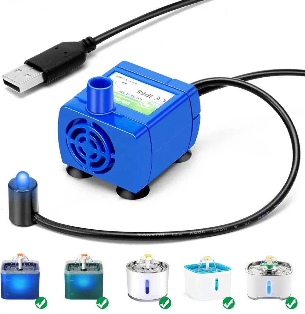 Water Pump LED Light Pet Cat Fountain Motor Replacement for Flowers Drinking Bowl Dispenser 1005011908346669