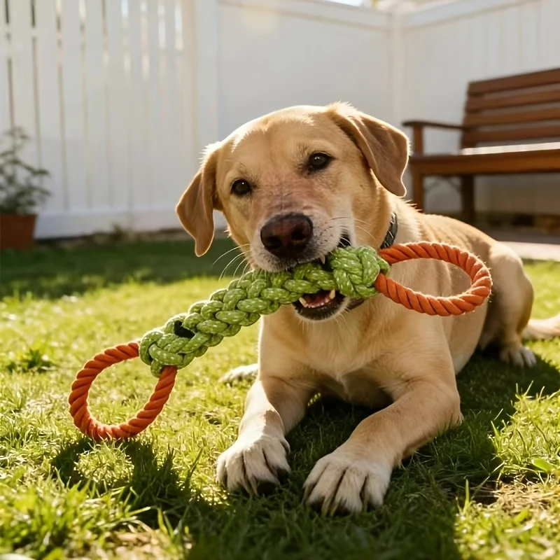 Handwoven Pet Dog Toy for Teeth Cleaning and Chew Fun Random Color Natural Bite Rope Dog Plaything 1005011909473323