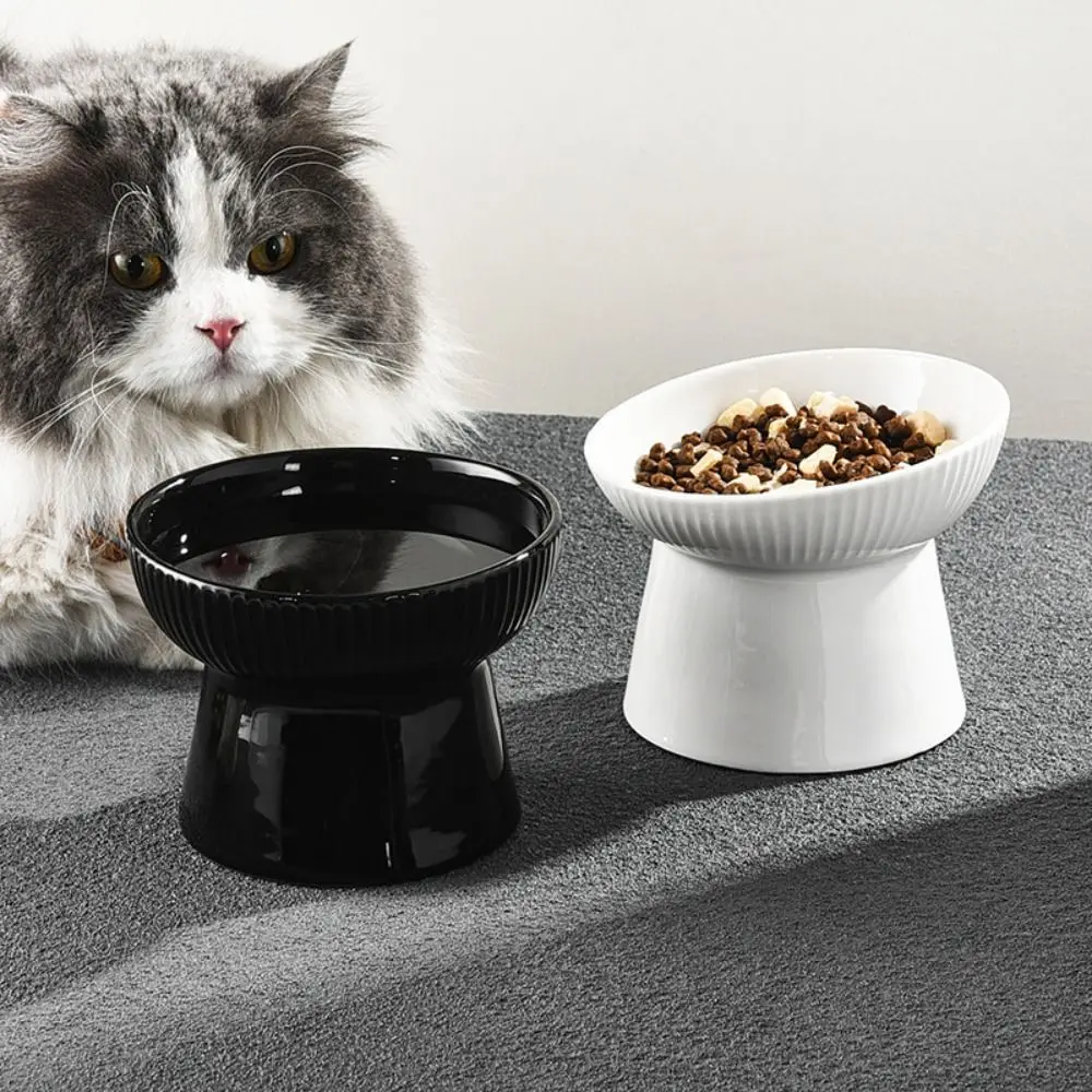 Ceramic Cat Bowl Slanted/Flat Mouth Creative Dog Food Feeding Basin Non-Slip Anti Tipping Pet 1005011921943012