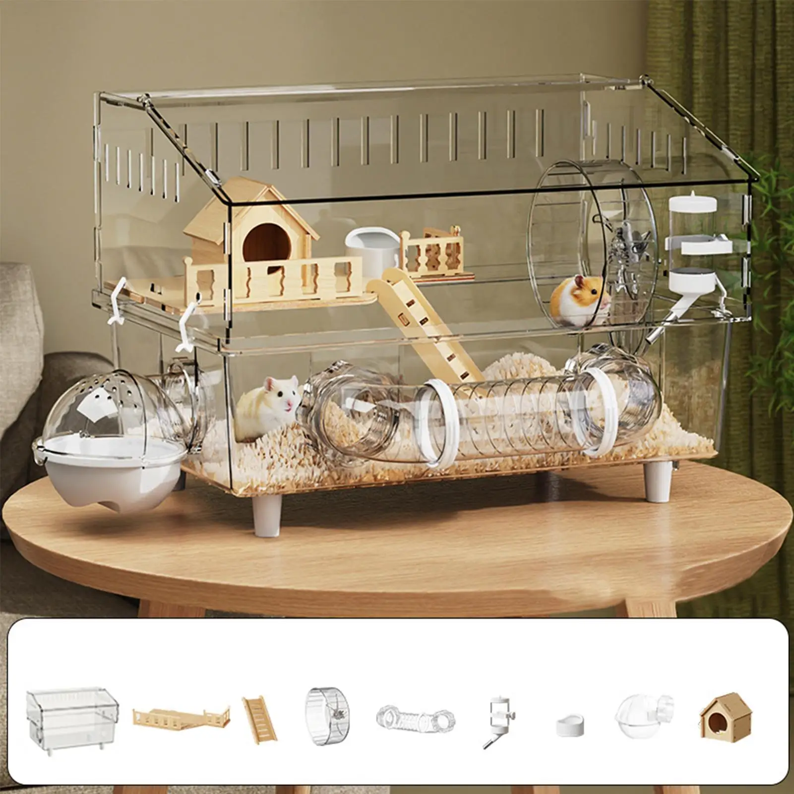 Large Hamster Cage 17.7x11.8x13.5 in Enrichment Detachable Crate Pet Mouse Cage for Outdoor Travel 1005011930175077