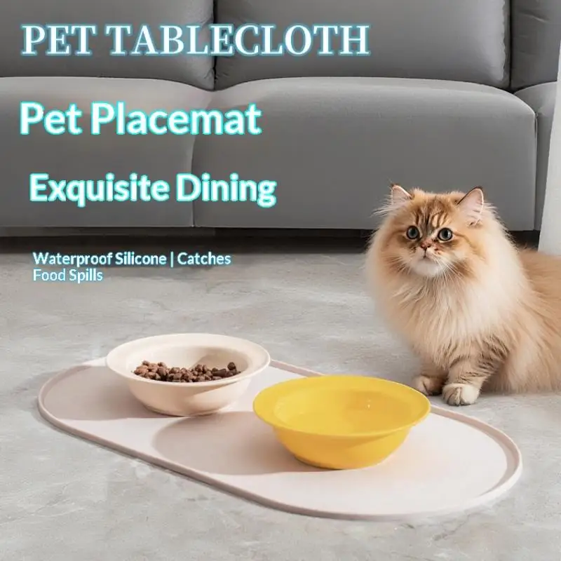 Cat Feeding Mat with Non-Slip Waterproof Design Pet Food Mat Compatible with Cat/Dog Bowls Multipet 1005011931136489