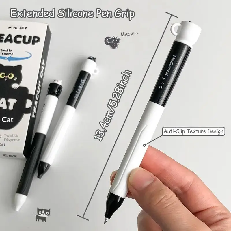 NEW Cute Teacup Cat Gel Pens 0.5mm Fun Animal Quick Dry Pen Creative Rotating Cat Pocket Pen 1005011933914728