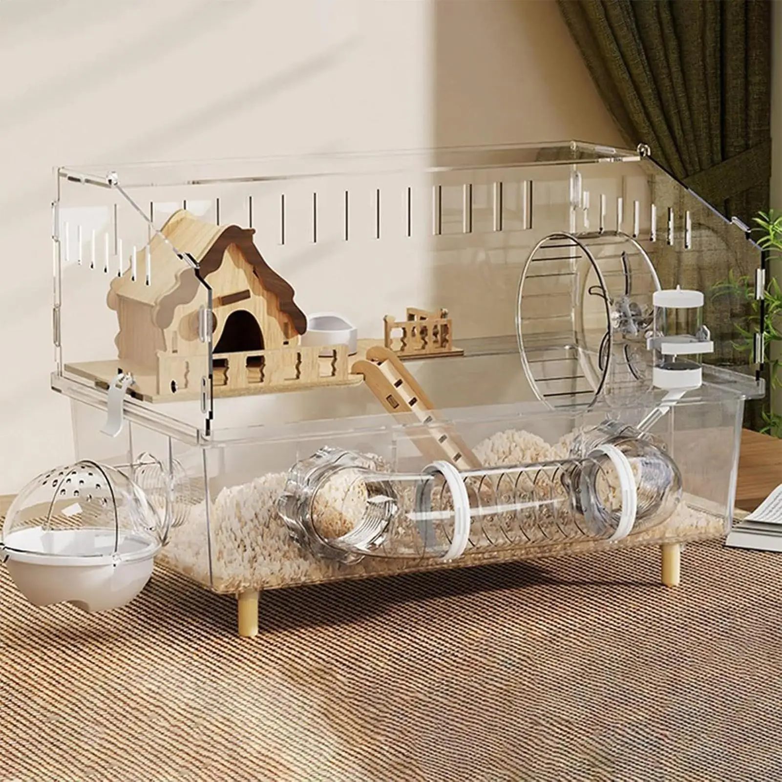 Hamster Cage 2-Layer Clear Acrylic Pet Habitats Hamster Enclosure for Indoor Outdoor Home Yard 1005011935141264