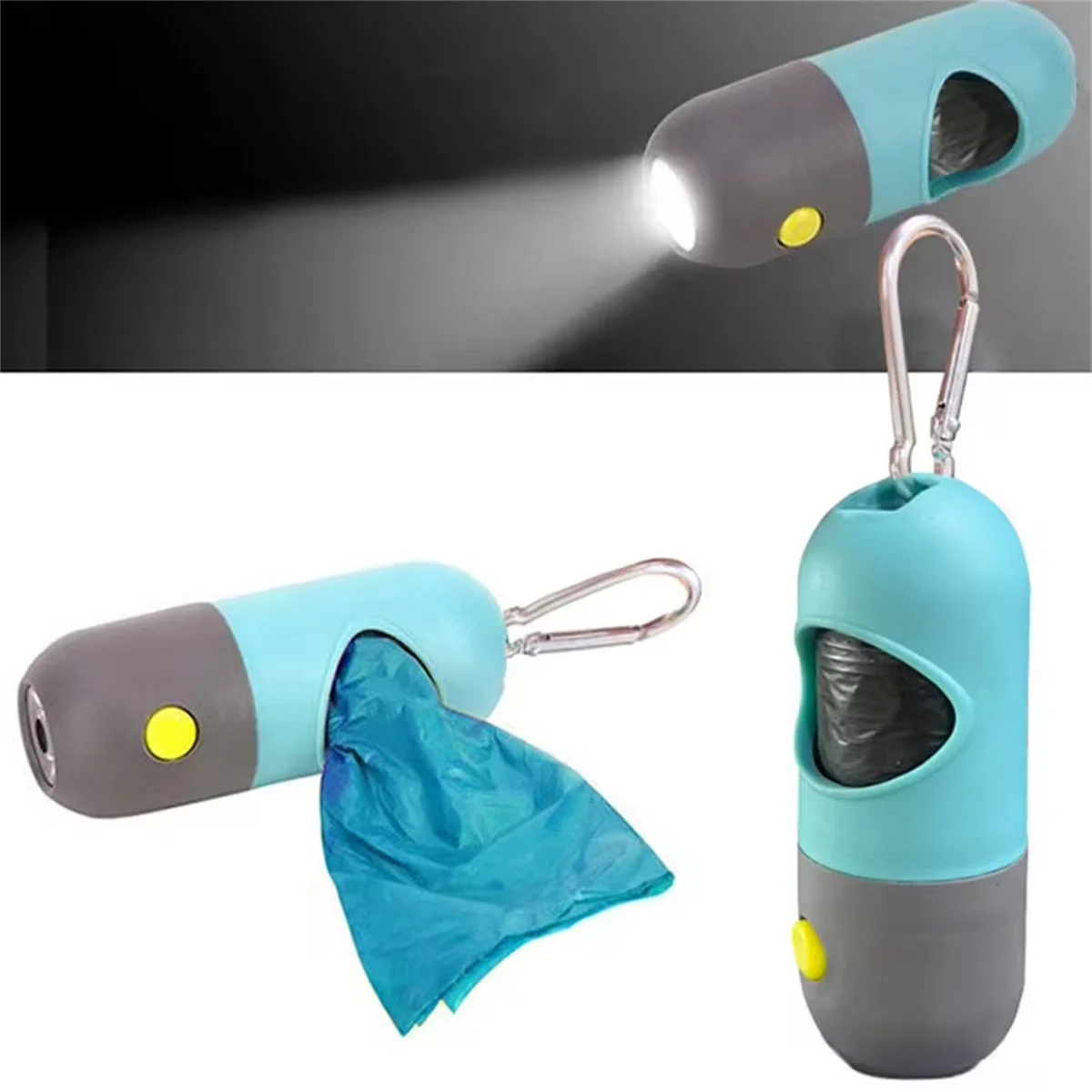 LED Lighted Dog Poop Bags Dispenser - Portable Degradable Waste Bags for Outdoor Dog & Cat Cleaning 1005011935560404