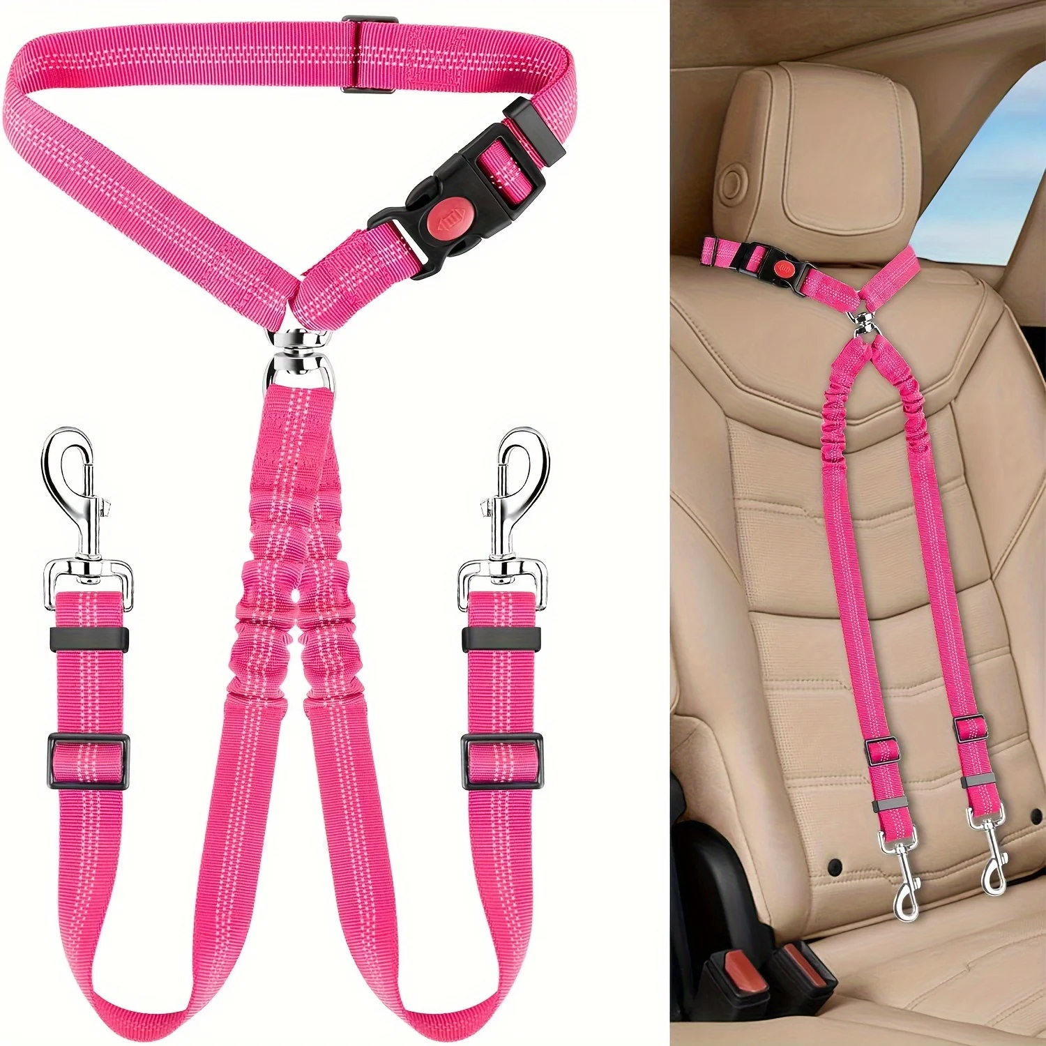 Pet Dog Seat Belt Car Supplies Dog Cat Car Fixed Dog Chain Buffer Traction Car Safety Rope One (1Pcs) 1005011938430531