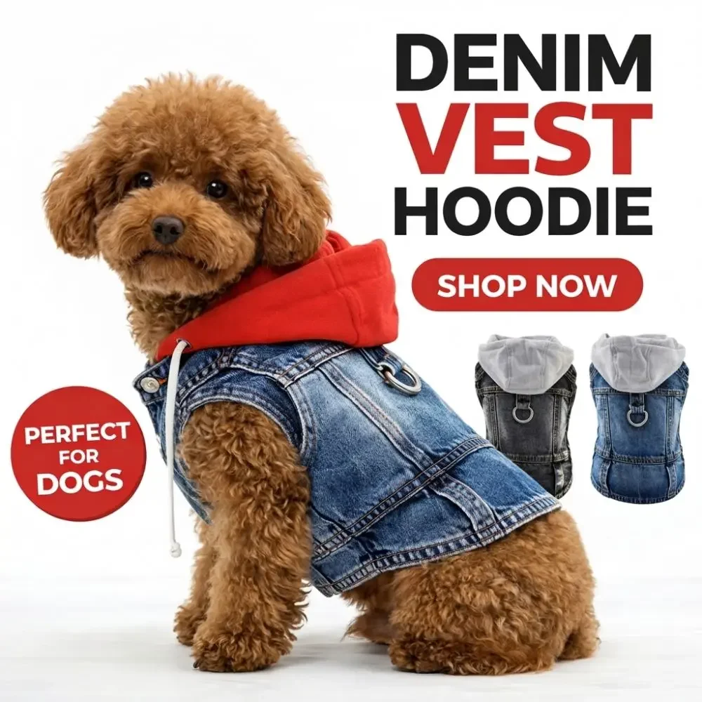 Denim Dog Jean Jacket Vest Cool with D-Ring Spring Hoodies Breathable Lightweight Puppy Harness 1005011938925068