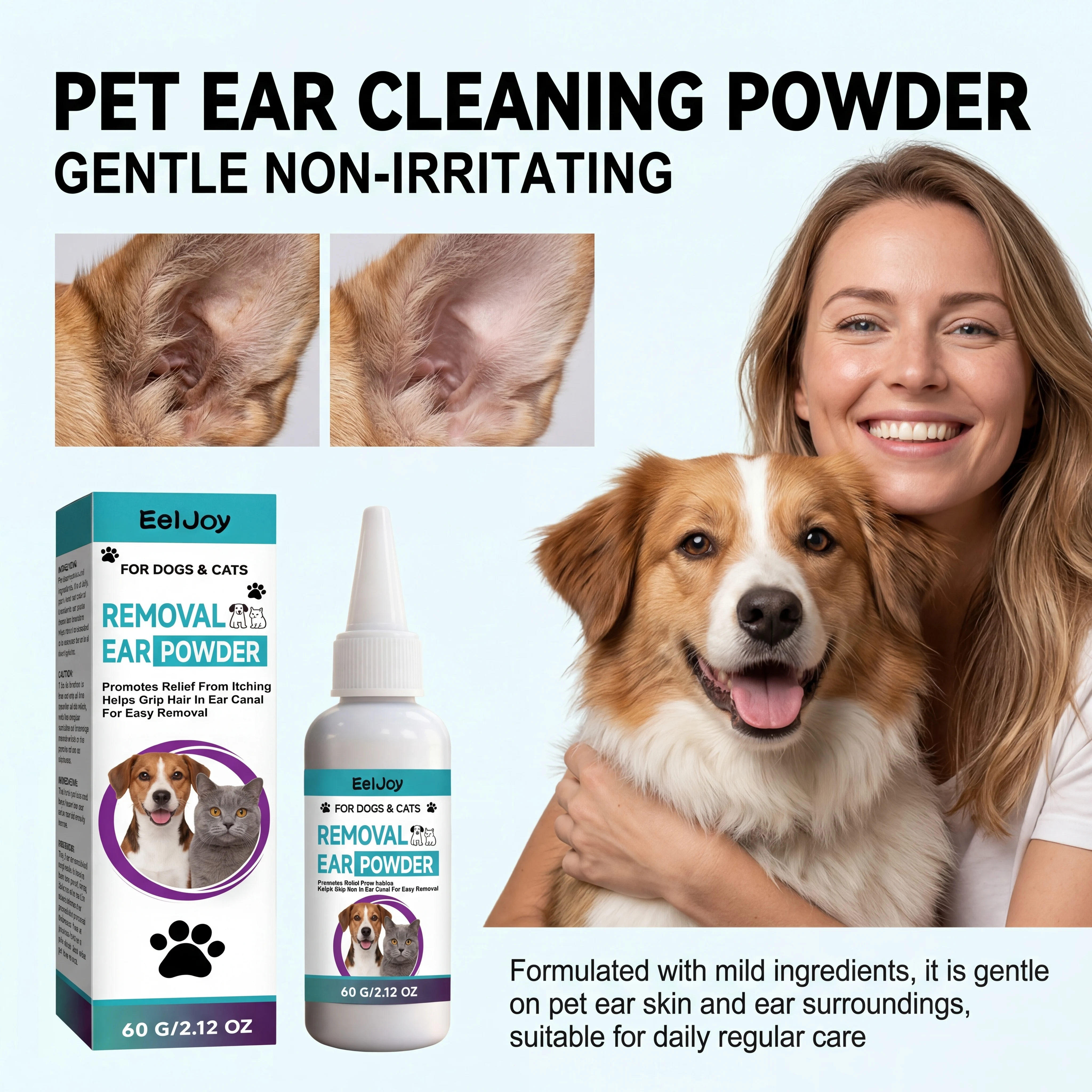 Pet Ear Cleaning Powder for Dogs and Cats Professional Hair Plucking Relieve Itching Keep Dry Care 1005011939432873
