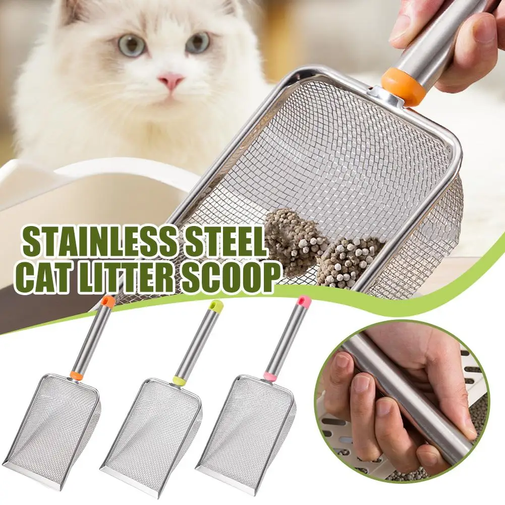 Stainless Steel Fine Mesh Cat Litter Scoop Easy to Clean Non-Stick Shovel for Reptiles Sand 1005011942596060