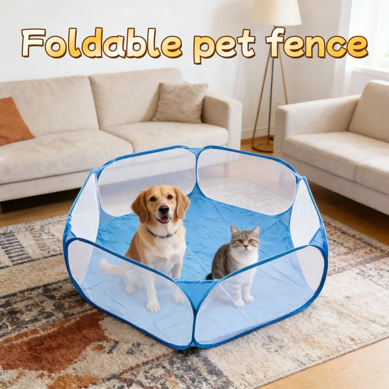 Foldable Transparent Pet Playpen Portable Open Yard Fence Pet Cage Tent for Dog Cat Rabbit Hamster 1005011944947342