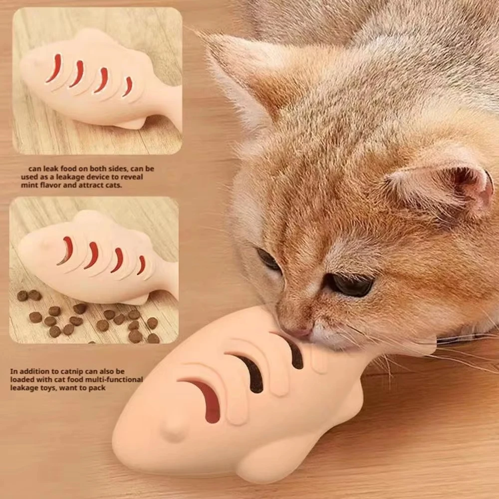 Interactive Fish Shaped Cat Toy Silicone Catnip Chew Toy Treat Dispenser for Boredom Relief Teeth 1005011955302667