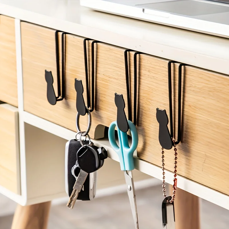 1/2PC Cute Cat Door Back Hook Iron Nail-Free Stick-Free Small Hook for Coat Bathroom Cabinet 1005011956305492