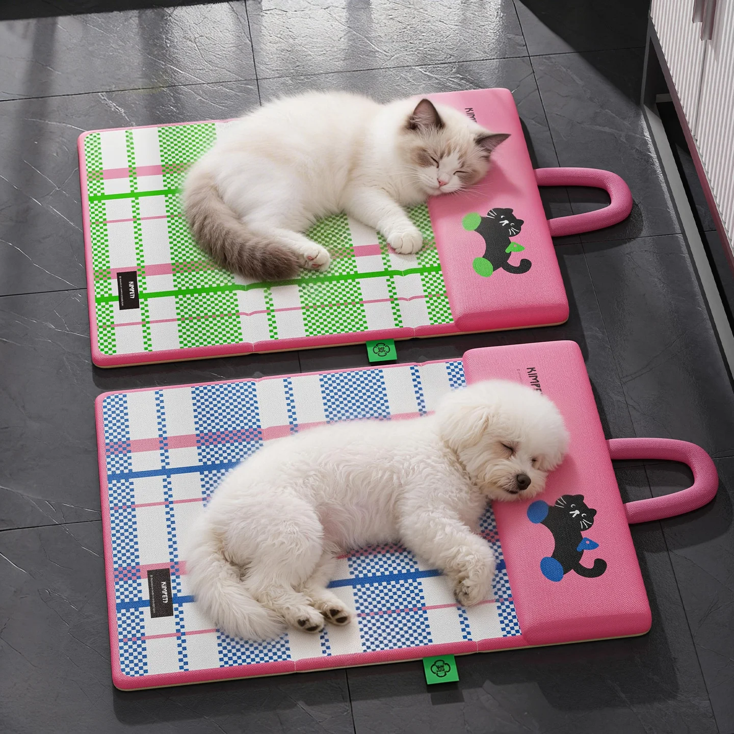 Pet Cooling Mat Double Sided Foldable Dog Bed Breathable Plaid Summer Pet Sleeping Pad Portable 1005011958140182