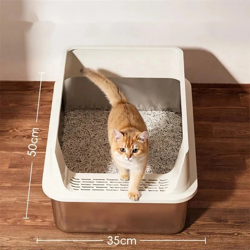 Stainless Steel Cat Litter Box Semi Enclosed Extra Large High Rim Splash Proof Cat Toilet for Large 1005011965608111