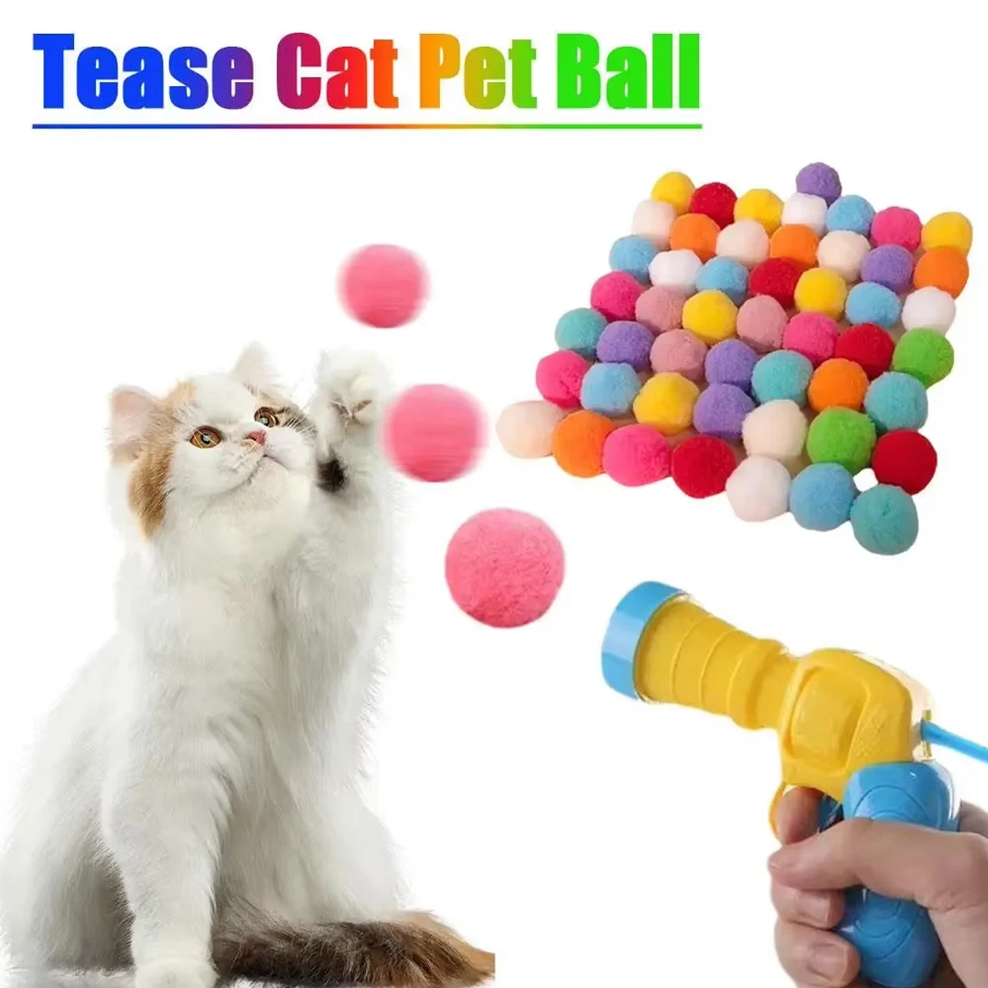Cat Toy Set Interactive Playing for Cats Dogs with Launcher Random Color Durable Rebound Design 1005011966418905