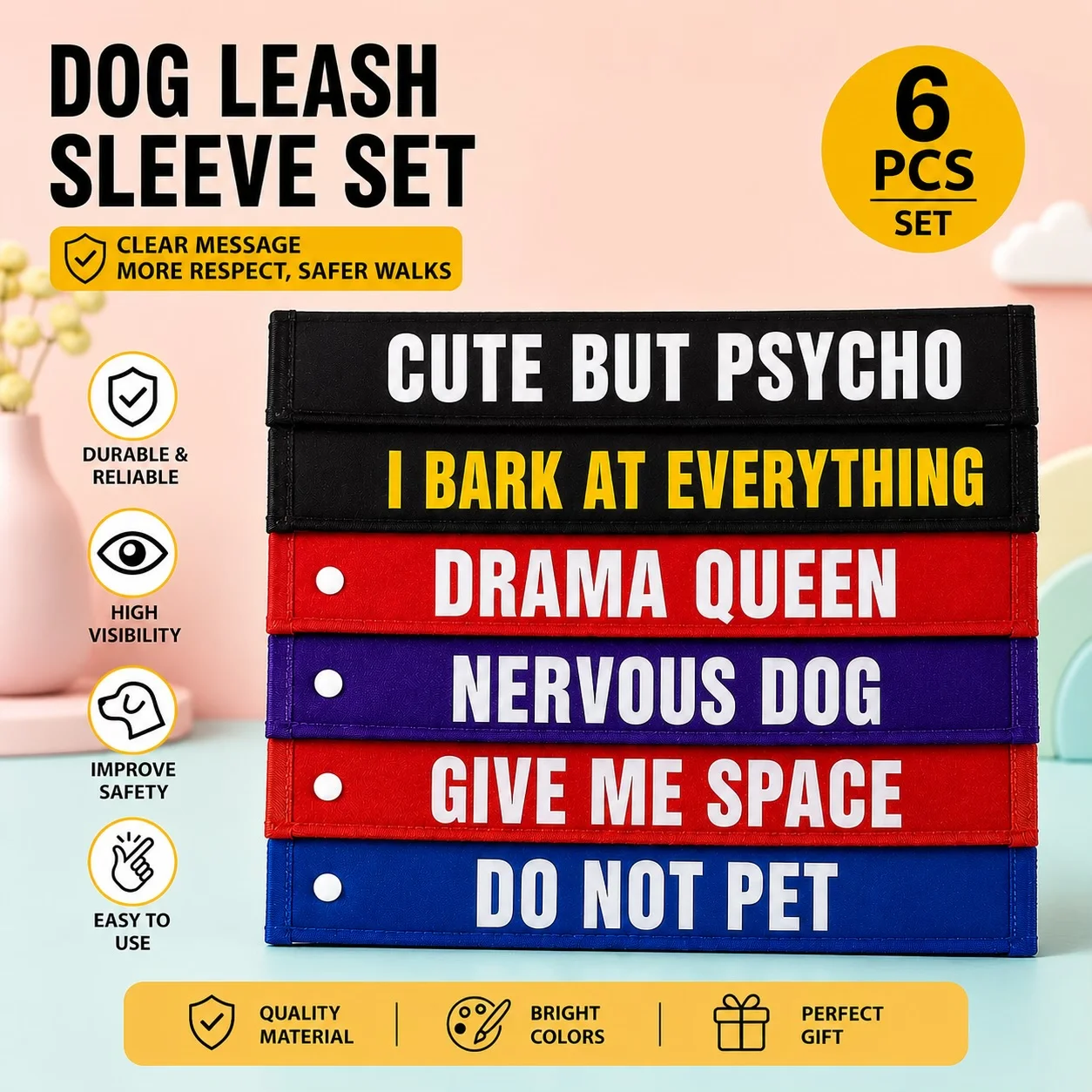 Dog Leash Sleeve Set – Do Not Pet, Nervous Dog, in Training (6PCS) 1005011970098572