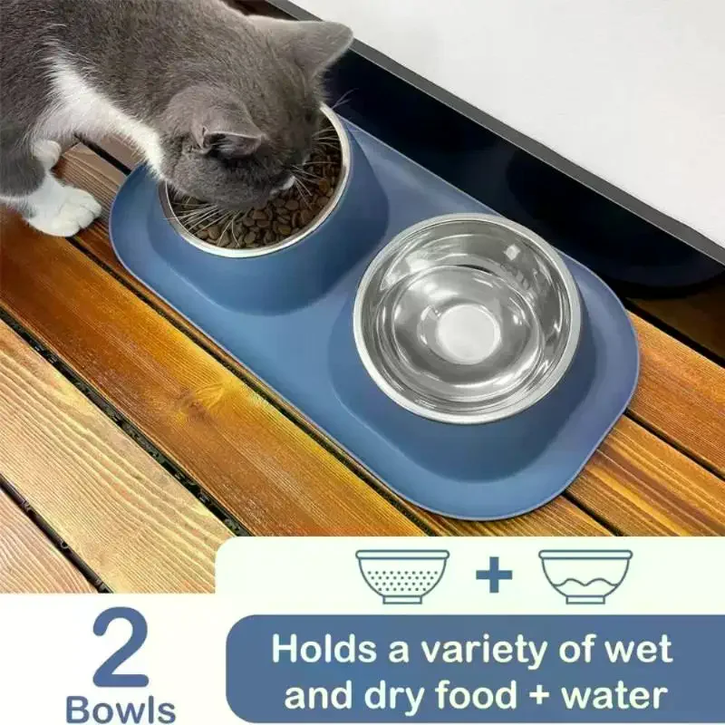 Stainless Steel Mess Proof Elevated Pet Bowl Anti-Flip Stable Dog Cat Food Water Bowls 1005011976237091