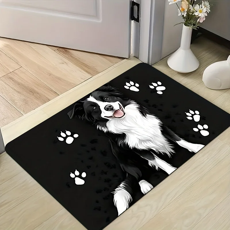 Dog Paw Door Mat – Cute Border Collie Design, Soft Entryway Mat for Bedroom, Living Room (1pc) 1005011976654922