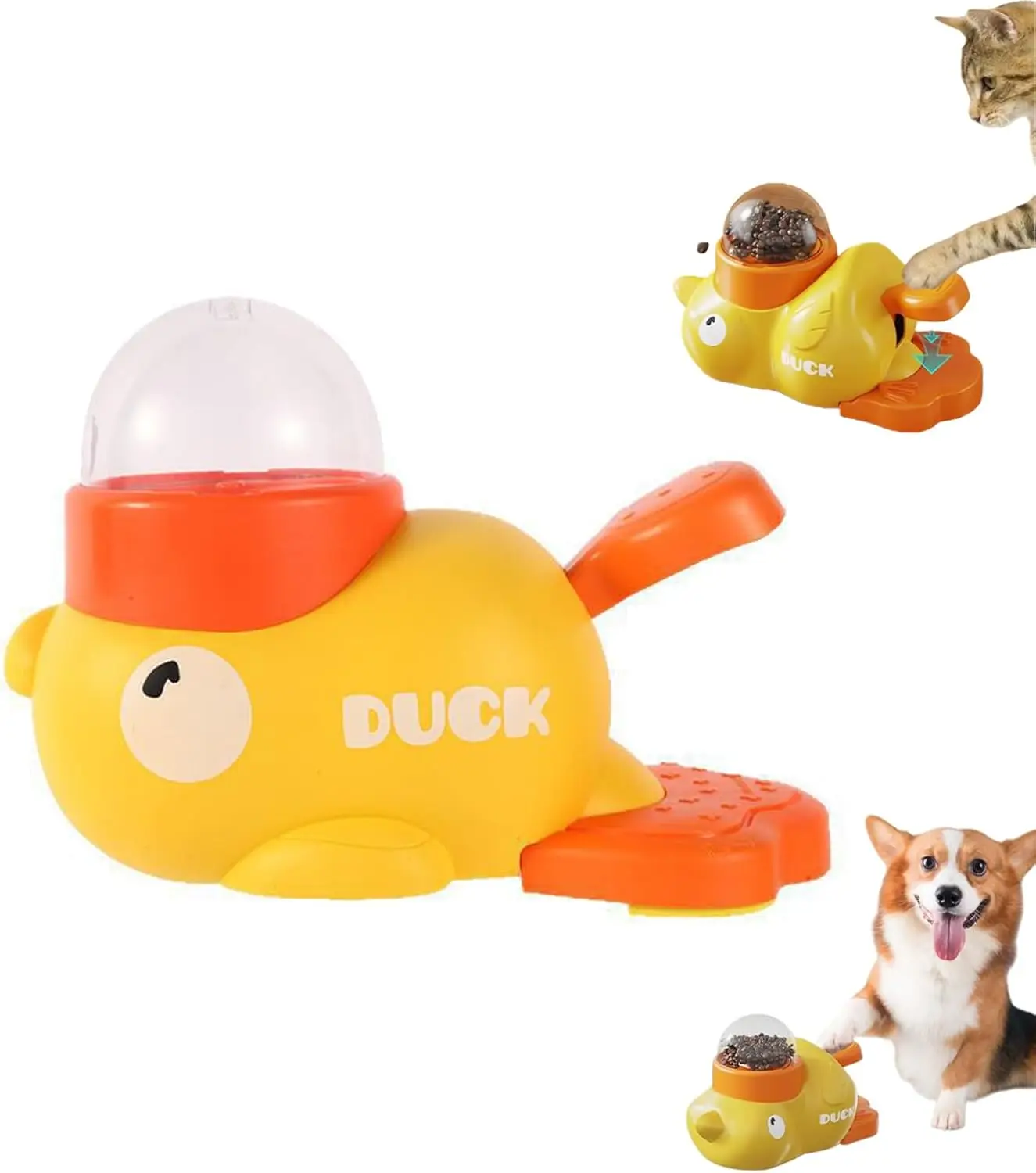 Duck-Shaped Interactive Slow Feeder Puzzle Toy Pet Treat Dispenser for Dogs & Cats IQ (2 In-1) 1005011978078063