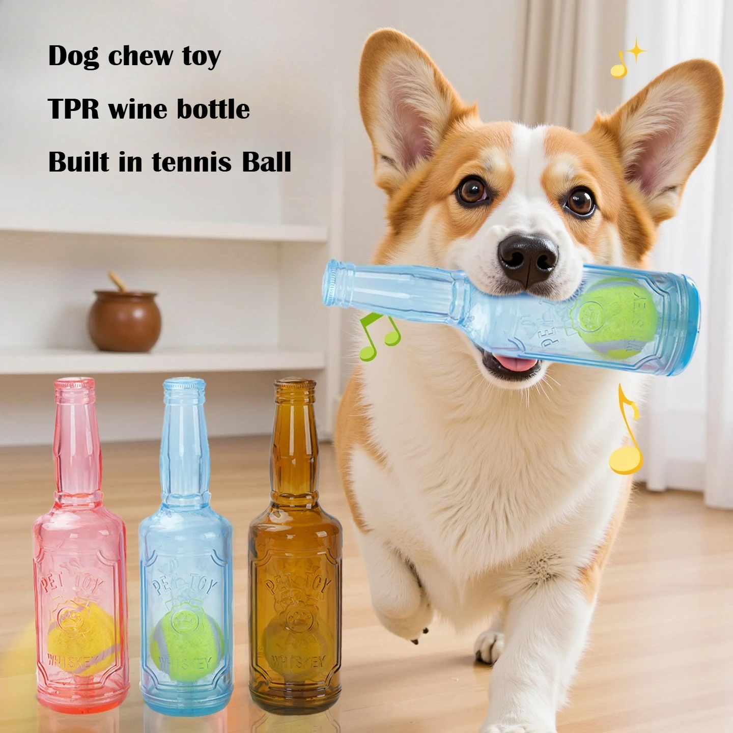 Dog Chew Toy TPR Bite-Resistance Beer Bottle with Tennis Ball Toy Puppy Teeth Grinding Dog Chewing 1005011978290459
