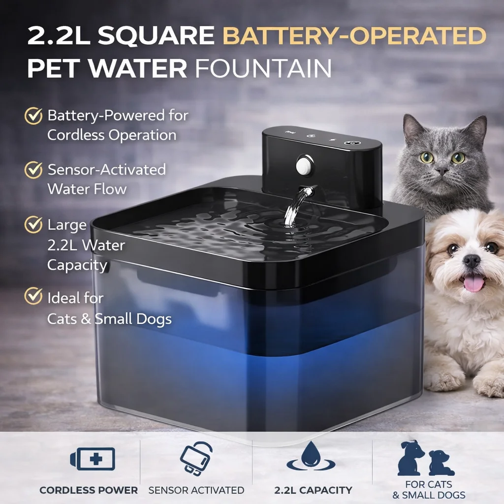 Cat Water Fountain with Motion Sensor, Type-C Rechargeable 2600mAh Battery, 25dB Quiet (2.2L) 1005011979309518