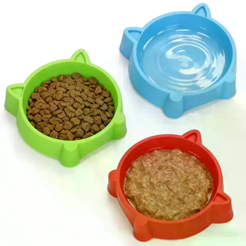 Cute Cat Ear Design Pet Bowl, Non-Slip Plastic Food & Water Feeder for Dog & Kittens & Small Puppies 1005011979312098