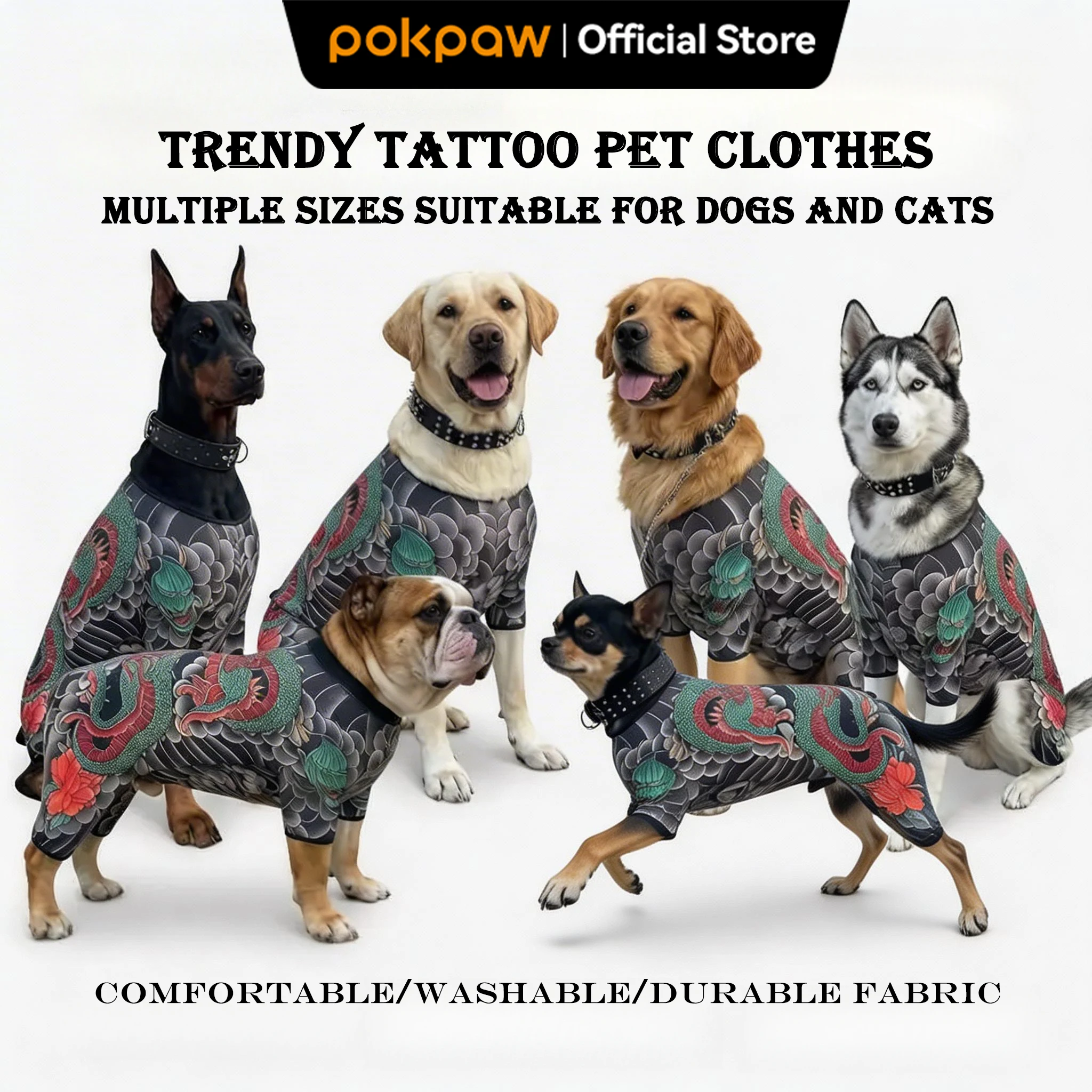 Creativity Dog Cat Tattooed Vest Lifelike Funny Pet Jacket Breathable Cool Pet Clothes for Pet S 1005011982827008