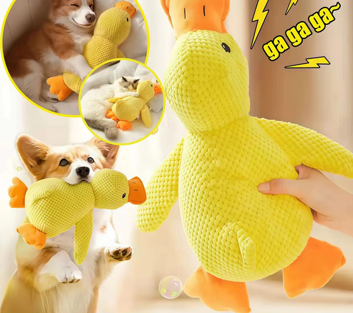 Duck Dog Toy Plush Chew Resistant Durable with Quacking Sound Teeth Grinding Relief Soft 1005011982917390