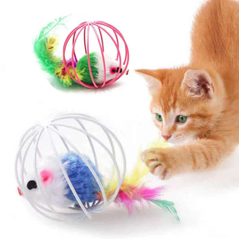 Popular Colorful Mouse in Cage Cat Toy Within Sand Interactive Chase Cat Mouse Toy 1005011998465414