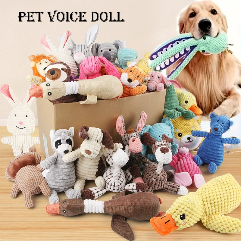 Dog Plush Squeaky Toy Collection Bite Resistant Molar Chew Self Entertainment Relieve Boredom 1005011998940671