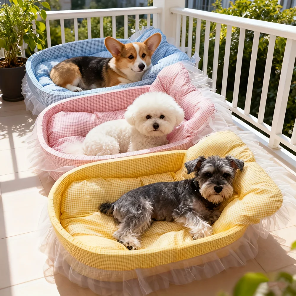Cat Sofa Bed Comfortable Pet Nest All Seasons Soft Hair Resistant Vintage Ruffled Princess Style 1005011999335602