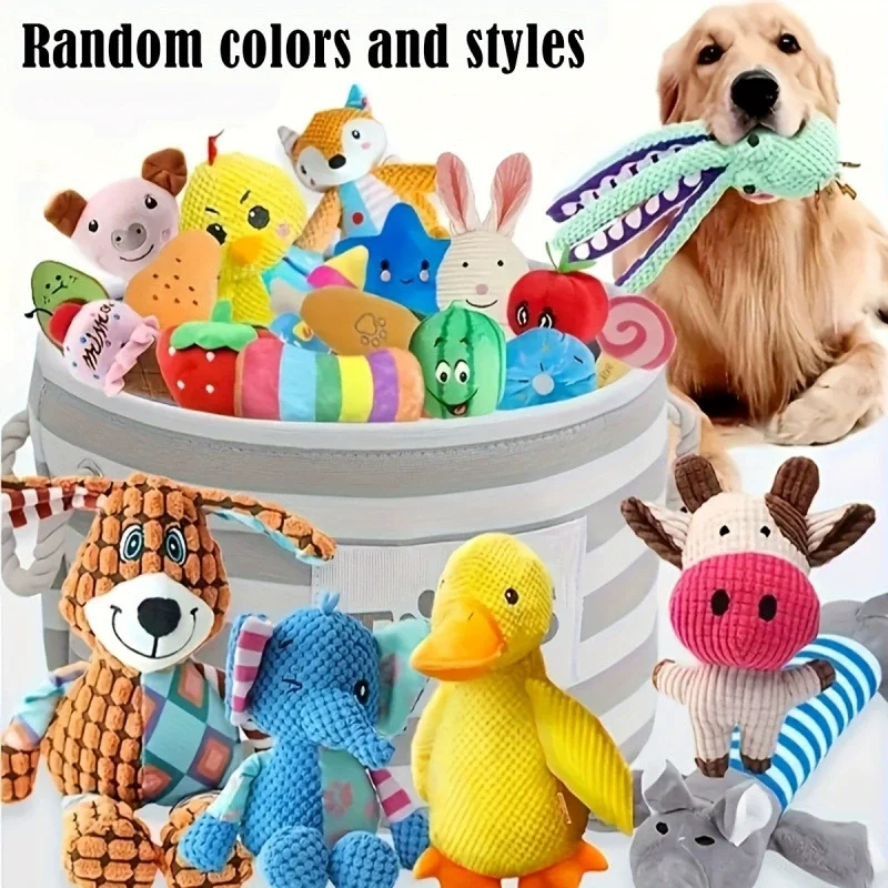 Dog Cat Plush Squeaky Toy Collection Bite Resistant Molar Chew Relieve Boredom Sleeping Partner 1005012000831670