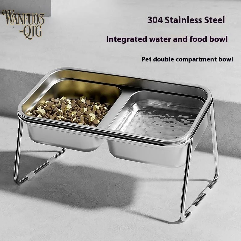 Cat Bowl Food Stainless Steel Double Anti-Tip Pet Eating Drinking Grain Dog 1005012002243327