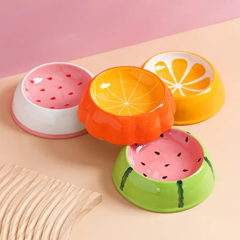 Small Cat Bowls Cute Designs Pet Ceramics Bowl Watermelon Strawberry Shaped Cat Food Bowl Small Dog 1005012002848019