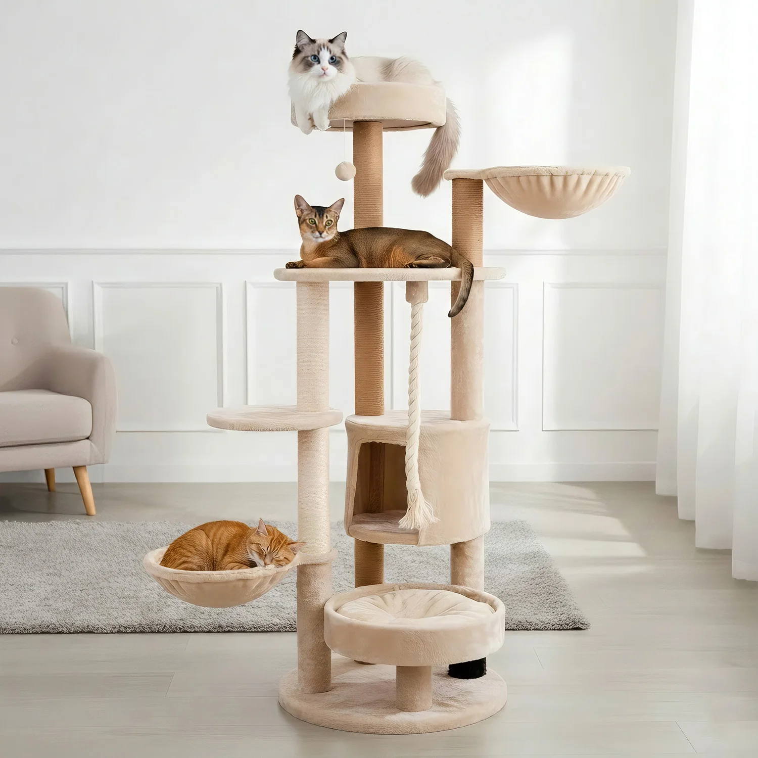 Large Halloween Cat Tree: 5-Level with Cat House and Sisal Scratching Posts—perfect 1005012003594304