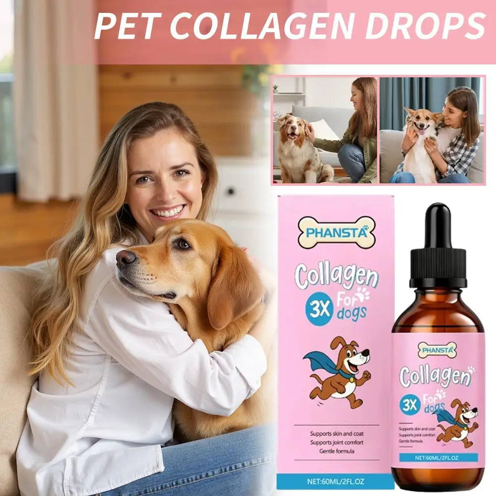 Pet Collagen Drops Gentle Formula for Coat & Skin Care Main Dietary Supplement Dog Cleaning (60ML) 1005012007158713