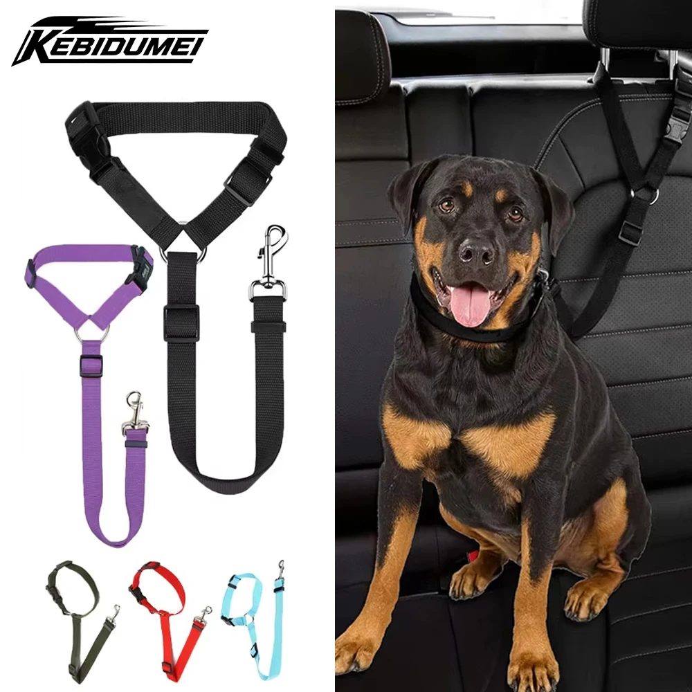 KEBIDUMEI 2-In-1 Pet Car Seat Belt Nylon Lead Leash Backseat Safety Belt Adjustable Pet Harness Dog 1005012009513451