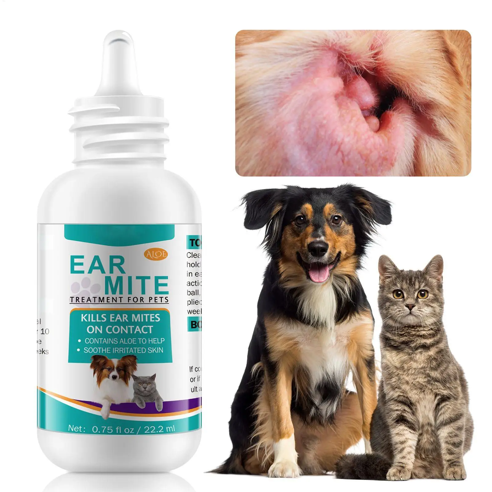 Ear Cleaner for Dogs Cat Pet Ears Drops Eliminate Ear Odor Dirt Debris Wax Mites Removal Control 1005012011044034