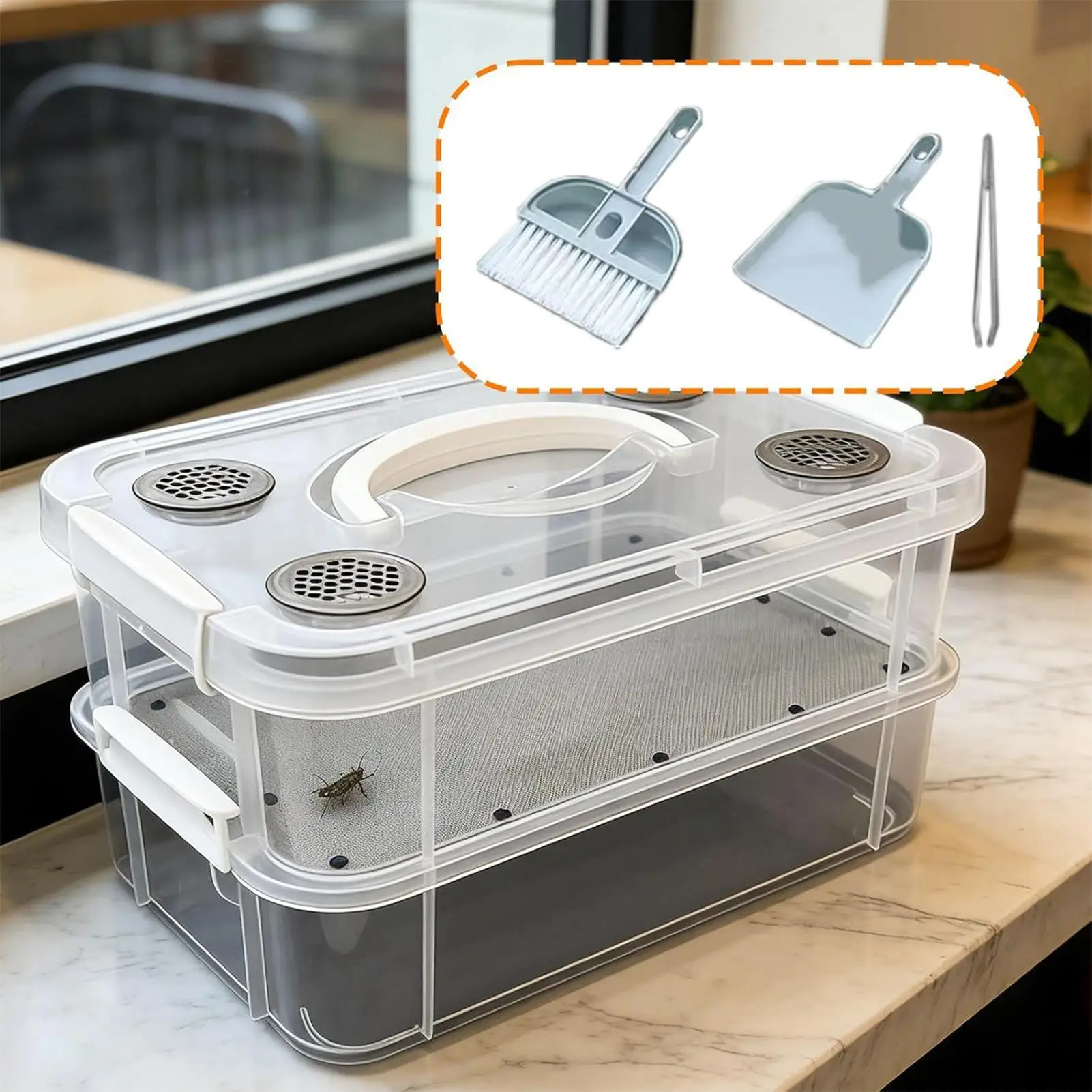Yellow Mealworms Breeding Box Transparent Corn Worm Feeding Farm Bins Feeder Box 1005012011458732
