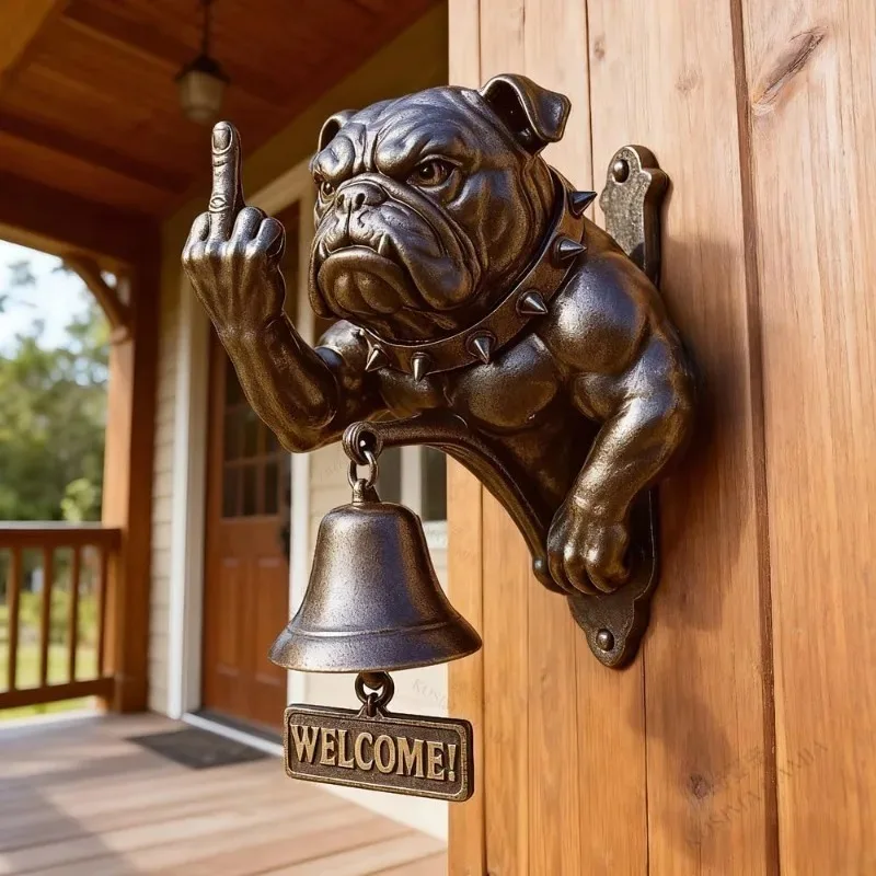 Retro Bulldog Doorbell Funny Welcome Doorbell Dog-Shaped Front Door Chime Bell Animal-Themed Dinner 1005012013320559