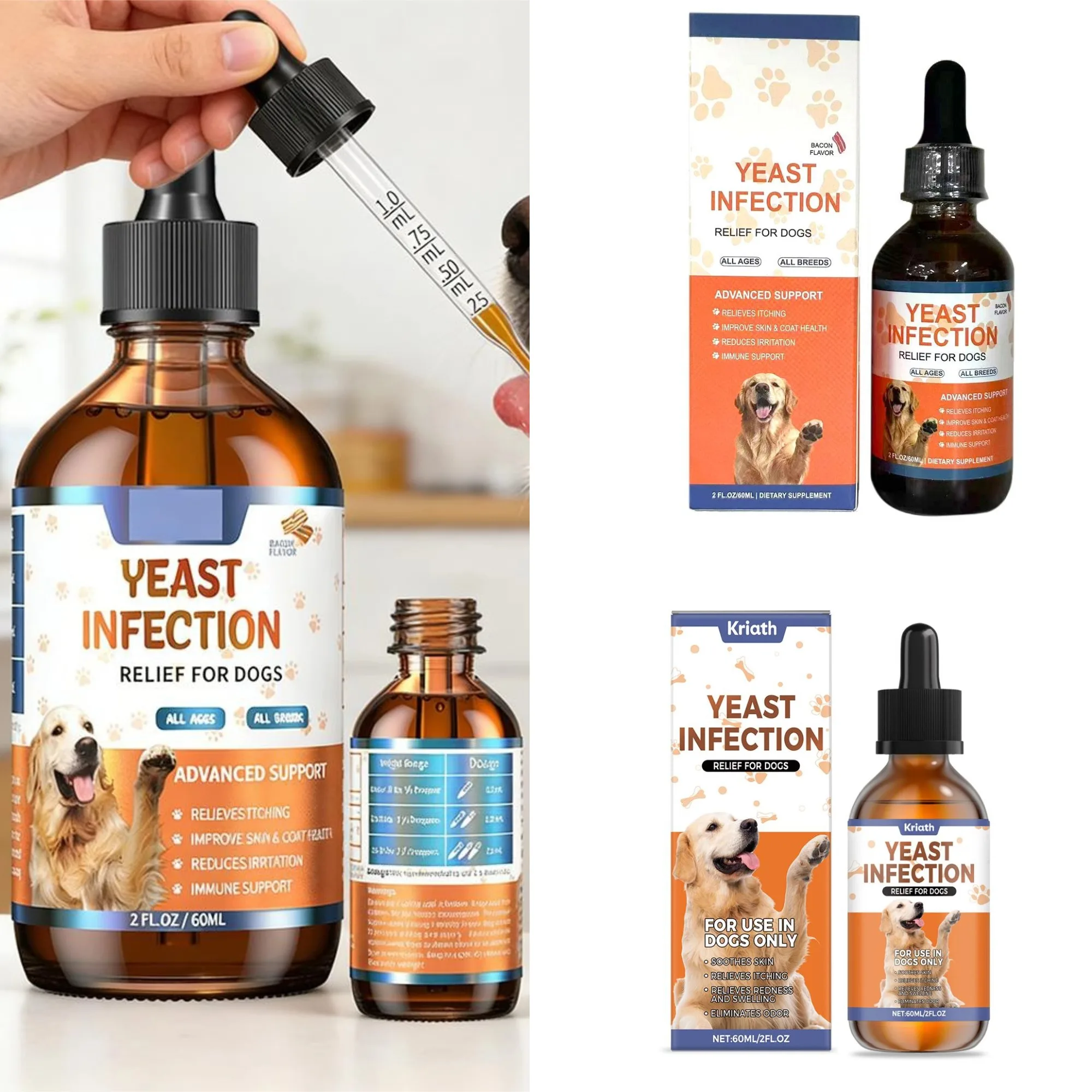 3kinds Dog Pet Drops Gentle Care Supplement to Maintain Healthy Coat and Skin for Dogs Herbal (60ML) 1005012013922723