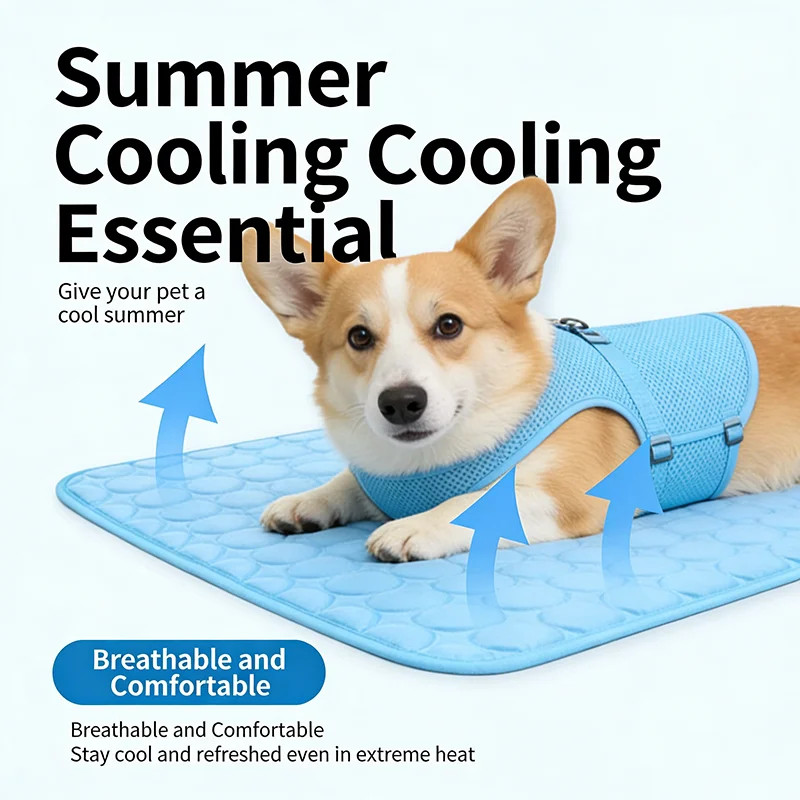 Summer Ice Silk Pet Cooling Mat Breathable and Cool for Dogs Cats Non Slip Heat Relief Bed Portable 1005012014751618